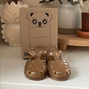 Mini Melissa Glittery Gold Kids Sandals